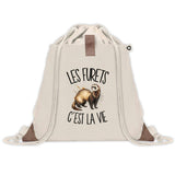 Sac à Dos avec Pochette Avant Beige Les furets c'est la vie