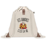Sac à Dos avec Pochette Avant Beige Les gaufres c'est la vie