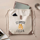 Sac à Dos avec Pochette Avant Beige Les hamsters c'est la vie