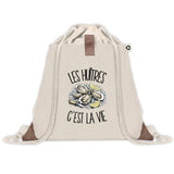 Sac à Dos avec Pochette Avant Beige Les huîtres c'est la vie