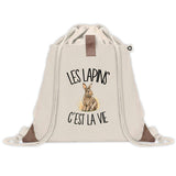 Sac à Dos avec Pochette Avant Beige Les lapins c'est la vie
