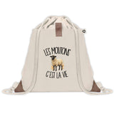 Sac à Dos avec Pochette Avant Beige Les moutons c'est la vie