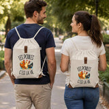 Sac à Dos avec Pochette Avant Beige Les poules c'est la vie