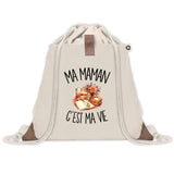 Sac à Dos avec Pochette Avant Beige Ma maman c'est ma vie