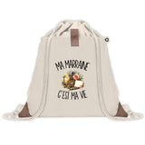 Sac à Dos avec Pochette Avant Beige Ma marraine c'est ma vie
