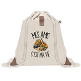 Sac à Dos avec Pochette Avant Beige Mes amis c'est ma vie