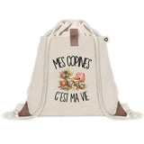 Sac à Dos avec Pochette Avant Beige Mes copines c'est ma vie