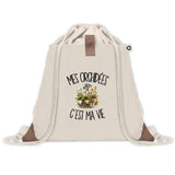 Sac à Dos avec Pochette Avant Beige Mes orchidées c'est ma vie