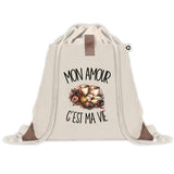 Sac à Dos avec Pochette Avant Beige Mon amour c'est ma vie