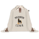 Sac à Dos avec Pochette Avant Beige Mon Beauceron c'est ma vie