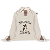 Sac à Dos avec Pochette Avant Beige Mon Border Collie c'est ma vie