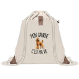 Sac à Dos avec Pochette Avant Beige Mon Caniche c'est ma vie