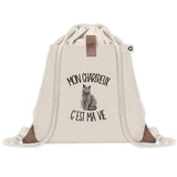 Sac à Dos avec Pochette Avant Beige Mon Chartreux c'est ma vie