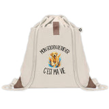 Sac à Dos avec Pochette Avant Beige Mon Golden Retriever c'est ma vie