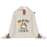 Sac à Dos avec Pochette Avant Beige Mon Jack Russell c'est ma vie