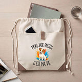 Sac à Dos avec Pochette Avant Beige Mon Jack Russell c'est ma vie