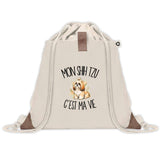 Sac à Dos avec Pochette Avant Beige Mon Shih Tzu c'est ma vie