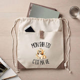 Sac à Dos avec Pochette Avant Beige Mon Shih Tzu c'est ma vie