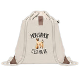 Sac à Dos avec Pochette Avant Beige Mon Siamois c'est ma vie
