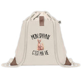 Sac à Dos avec Pochette Avant Beige Mon Sphynx c'est ma vie