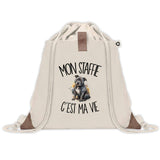 Sac à Dos avec Pochette Avant Beige Mon Staffie c'est ma vie