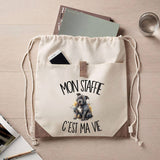 Sac à Dos avec Pochette Avant Beige Mon Staffie c'est ma vie