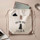 Sac à Dos avec Pochette Avant Beige Mon Terre-Neuve c'est ma vie