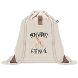 Sac à Dos avec Pochette Avant Beige Mon Whippet c'est ma vie