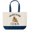 Grand Sac Cabas Fond Bleu Mon Berger Allemand c'est ma vie
