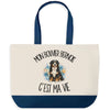 Grand Sac Cabas Fond Bleu Mon Bouvier Bernois c'est ma vie