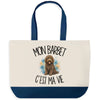Grand Sac Cabas Fond Bleu Mon Barbet c'est ma vie