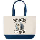 Grand Sac Cabas Fond Bleu Mon Bobtail c'est ma vie