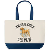 Grand Sac Cabas Fond Bleu Mon Braque Hongrois c'est ma vie