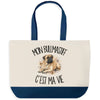 Grand Sac Cabas Fond Bleu Mon Bullmastiff c'est ma vie