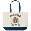 Grand Sac Cabas Fond Bleu Mon Cairn Terrier c'est ma vie
