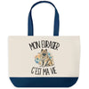 Grand Sac Cabas Fond Bleu Mon Eurasier c'est ma vie