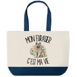 Grand Sac Cabas Fond Bleu Mon Eurasier c'est ma vie