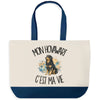 Grand Sac Cabas Fond Bleu Mon Hovawart c'est ma vie