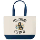 Grand Sac Cabas Fond Bleu Mon Hovawart c'est ma vie