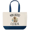 Grand Sac Cabas Fond Bleu Mon Lagotto c'est ma vie