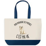 Grand Sac Cabas Fond Bleu Mon Montagne des Pyrénées c'est ma vie