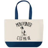 Grand Sac Cabas Fond Bleu Mon Pointer c'est ma vie