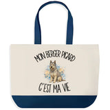 Grand Sac Cabas Fond Bleu Mon Berger Picard c'est ma vie