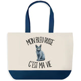 Grand Sac Cabas Fond Bleu Mon Bleu Russe c'est ma vie