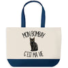 Grand Sac Cabas Fond Bleu Mon Bombay c'est ma vie