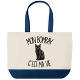 Grand Sac Cabas Fond Bleu Mon Bombay c'est ma vie