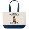 Grand Sac Cabas Fond Bleu Mon Burmese c'est ma vie