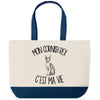 Grand Sac Cabas Fond Bleu Mon Cornish Rex c'est ma vie