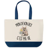 Grand Sac Cabas Fond Bleu Mon Devon Rex c'est ma vie