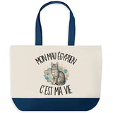 Grand Sac Cabas Fond Bleu Mon Mau Égyptien c'est ma vie